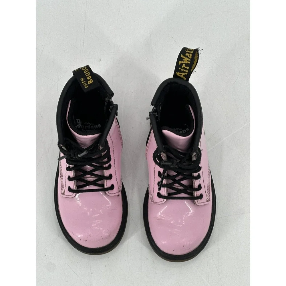 Dr Marten's 1460 Boot Kids Sz 9 Light Pink Lace‎ Up Edgy Combat Patent Leather